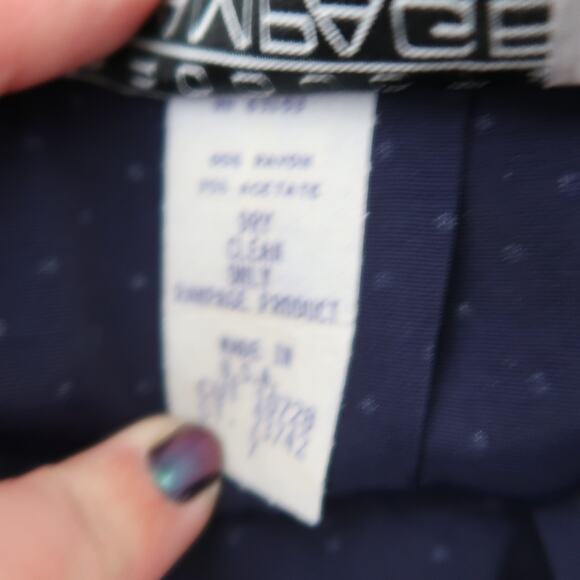 Vintage 80s Rampage navy blue and white polka dot skirt blazer suit set 7 - Picture 8 of 11